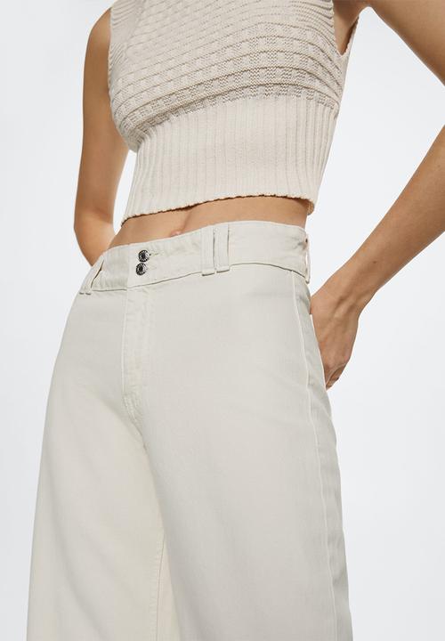 MANGO - Jeans culotte - light beige