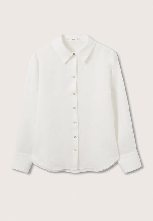 MANGO - Shirt lino - off white 
