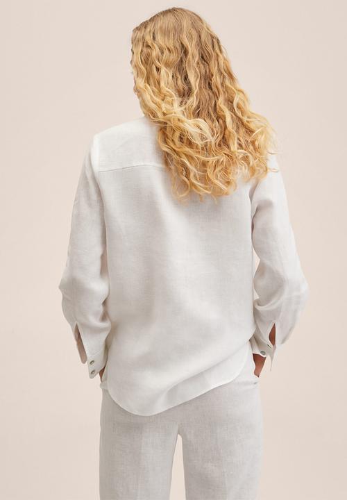 MANGO - Shirt lino - off white 