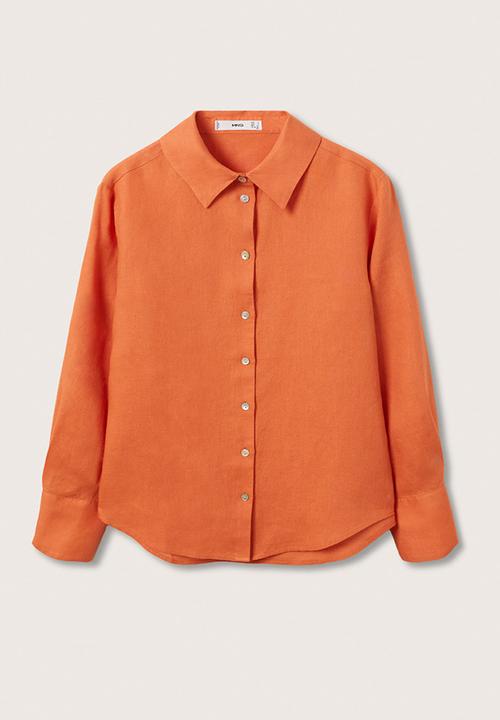MANGO - Shirt lino - light pastel orange