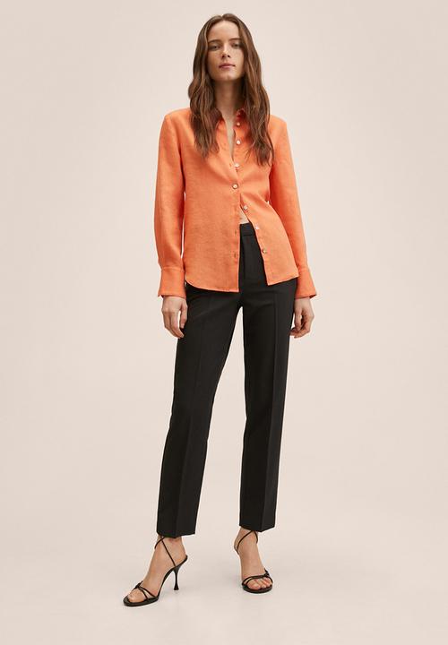 MANGO - Shirt lino - light pastel orange