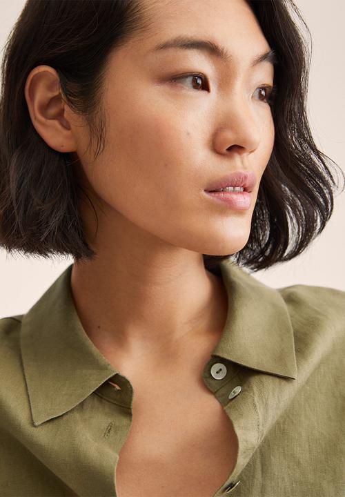 MANGO - Shirt lino - khaki