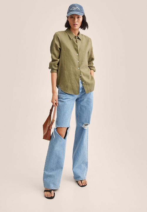 MANGO - Shirt lino - khaki