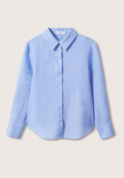 MANGO - Shirt lino - light pastel blue