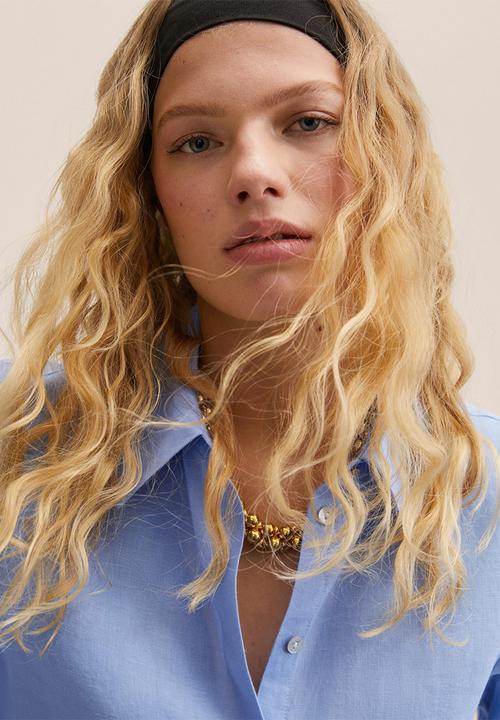 MANGO - Shirt lino - light pastel blue