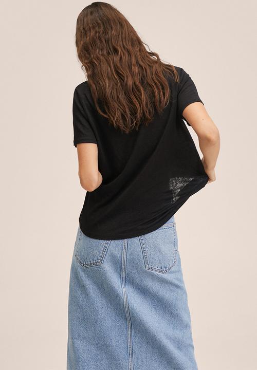 MANGO - T-shirt lisino - black