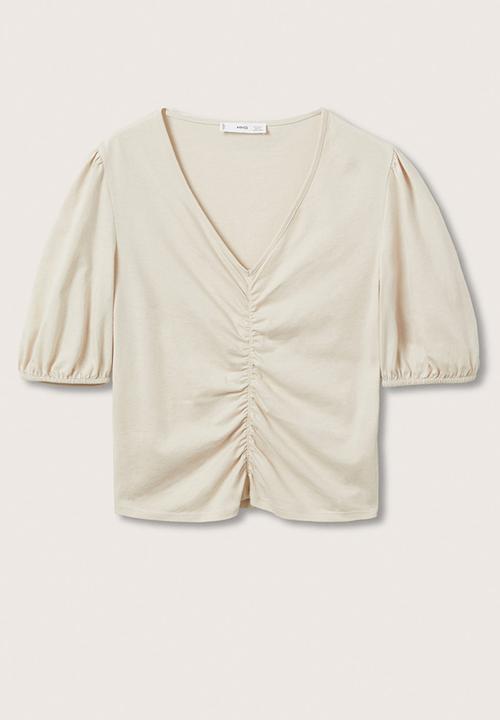 MANGO - T-shirt maya - light pastel grey
