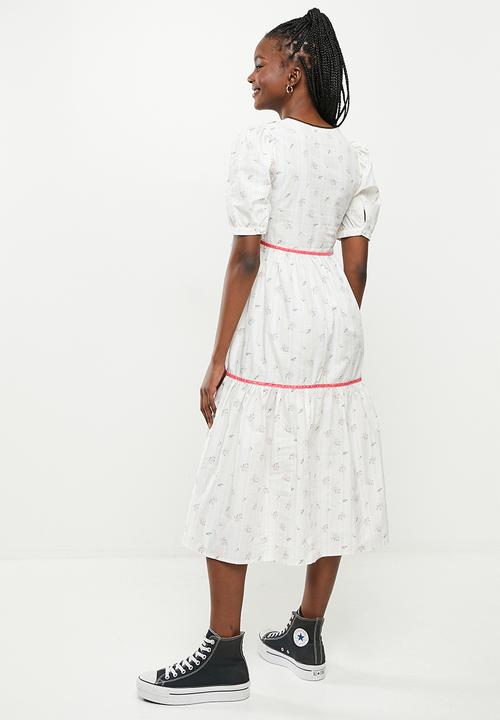 Glamorous - Ladies dress - ditsy rose stripe black