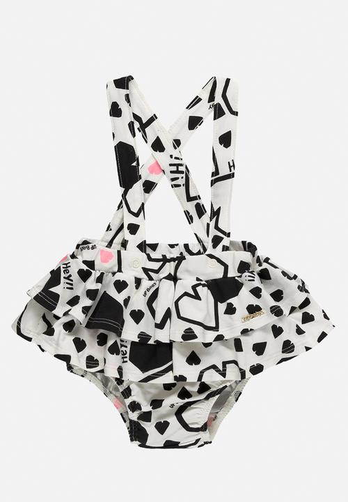 UP Baby - Bodysuit overalls and headband - off white & pink