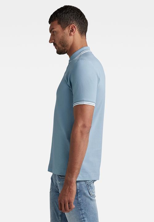 G-STAR - Dunda slim stripe polo short sleeve - ash blue