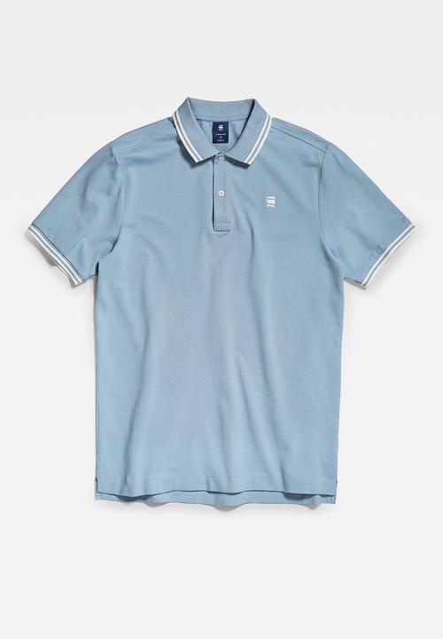 G-STAR - Dunda slim stripe polo short sleeve - ash blue