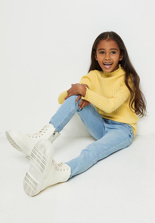 Pop Candy - Girls lettuce turtle neck - yellow