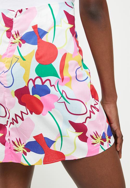 Glamorous - Glamorous care abstract rainbow print skirt - multi 