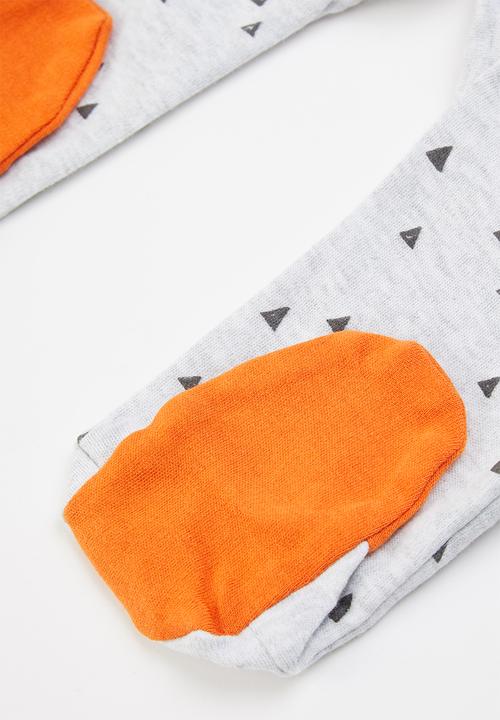 MINOTI - 2-Piece long sleeve sleepsuit and matching hat - grey & orange