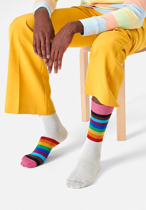 Happy Socks - Pride rainbow socks - white