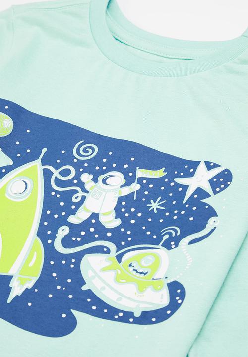 Pop Candy - Boys tee & pants pj set - aqua
