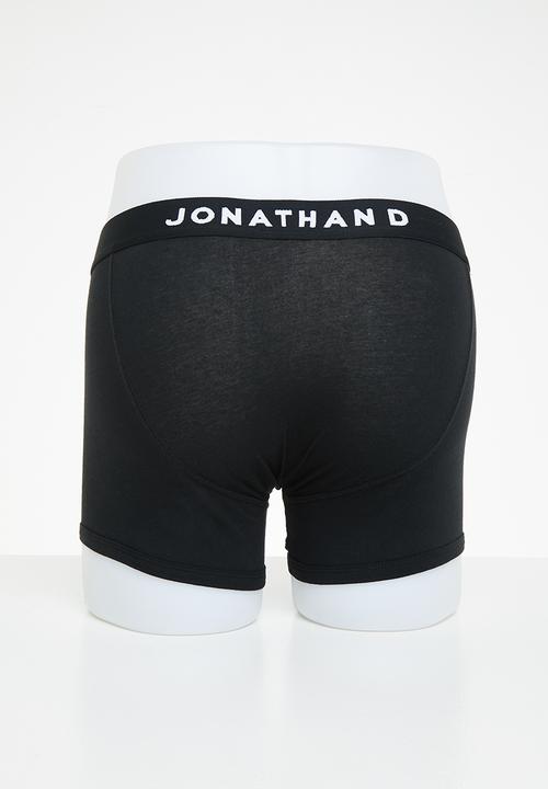 Jonathan D - Men's 2 pack knitted trunks with elasticated waistband - black & grey