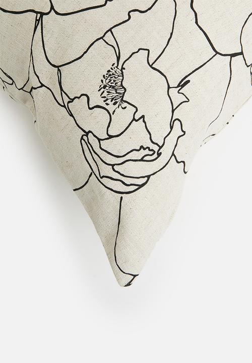 Sixth Floor - Diana linen cushion cover - white & black