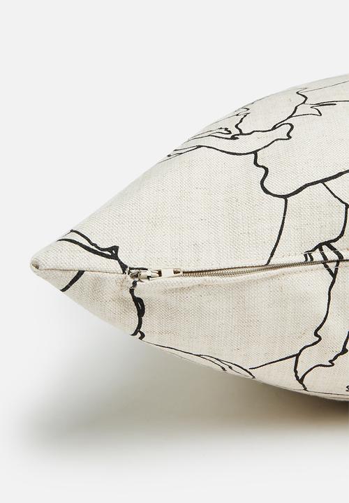 Sixth Floor - Diana linen cushion cover - white & black