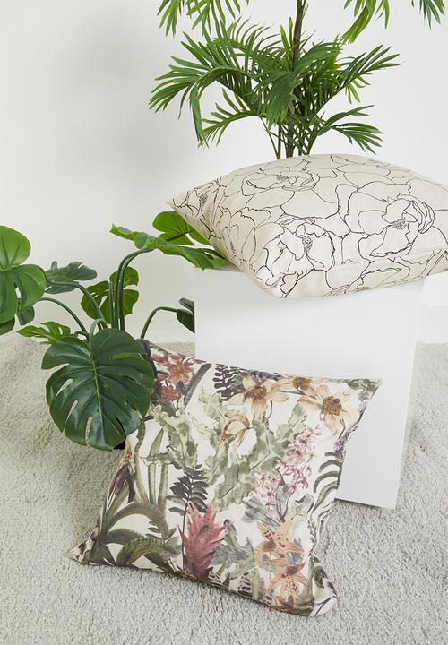 Sixth Floor - Diana linen cushion cover - white & black