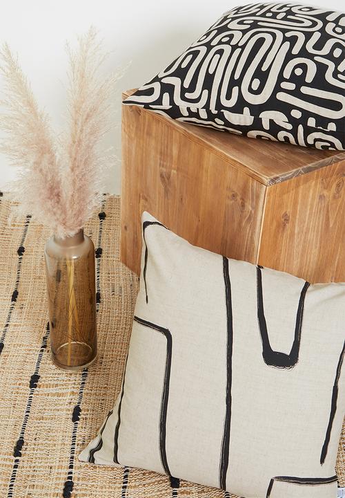 Sixth Floor - Lana linen cushion cover - white & black