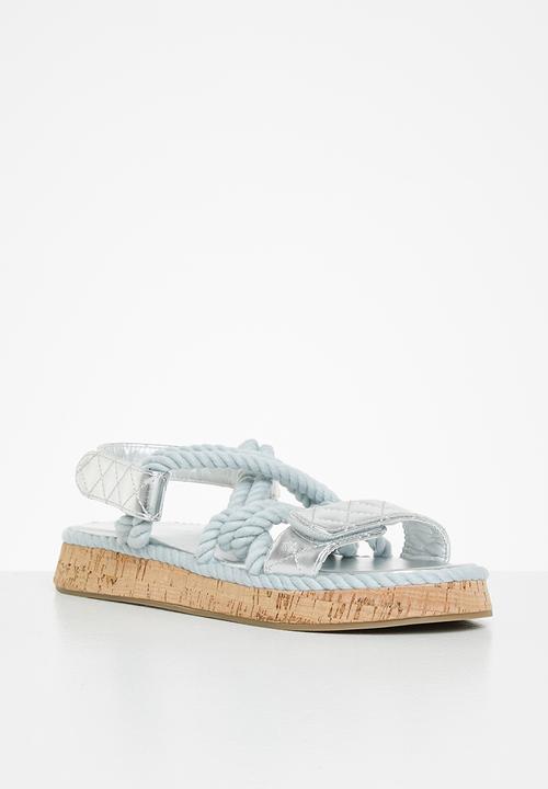 Public Desire - Miami weaved quilted sandal - silver 