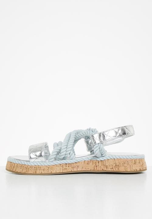 Public Desire - Miami weaved quilted sandal - silver 