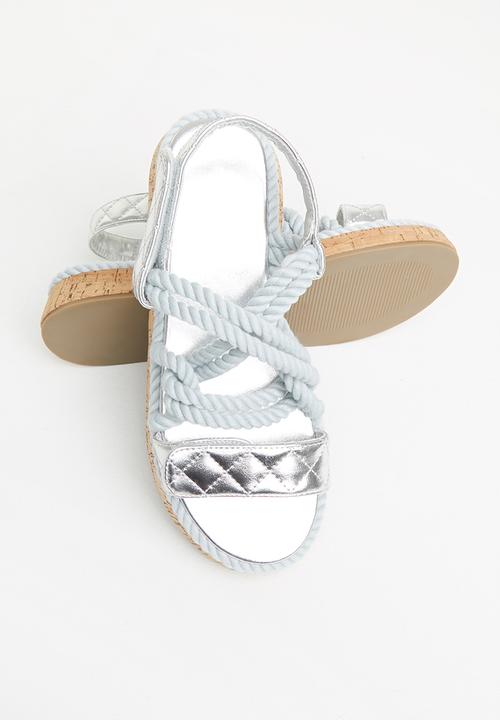 Public Desire - Miami weaved quilted sandal - silver 