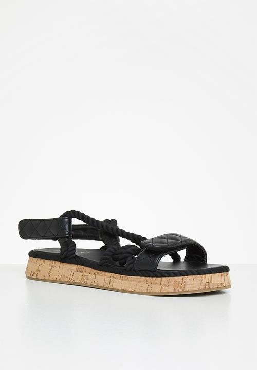 Public Desire - Miami weaved quilted sandal - black 