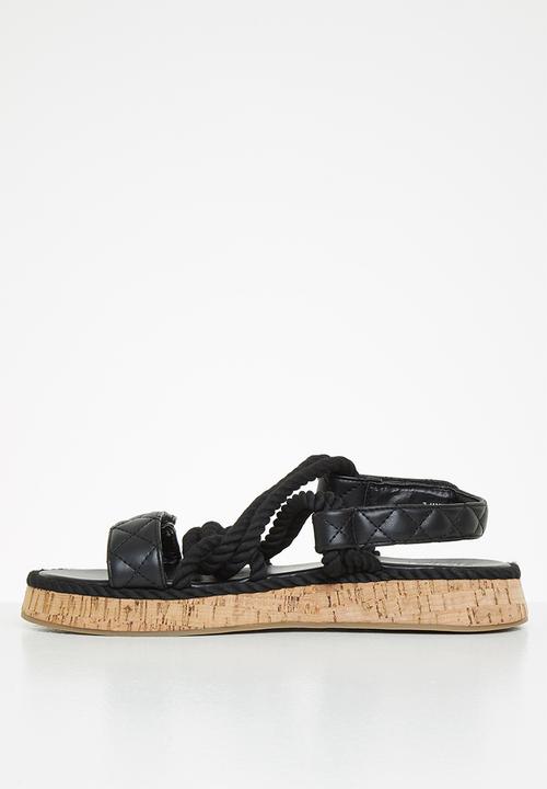 Public Desire - Miami weaved quilted sandal - black 