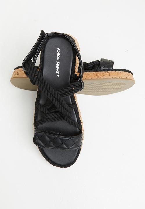 Public Desire - Miami weaved quilted sandal - black 