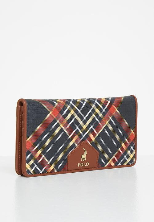 POLO - Tartan continental purse - black