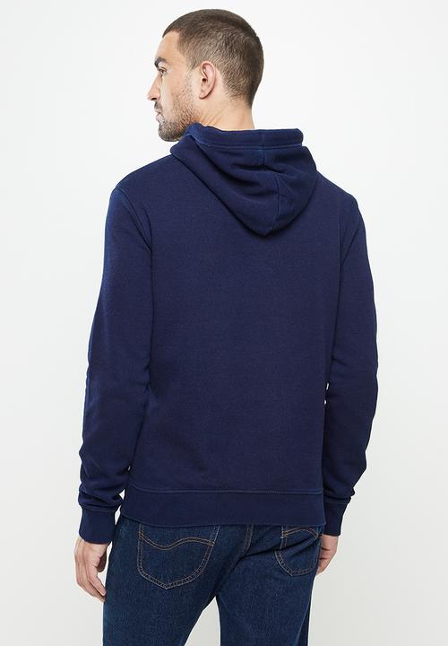 Superdry. - Vintage logo emb hood - dark indigo