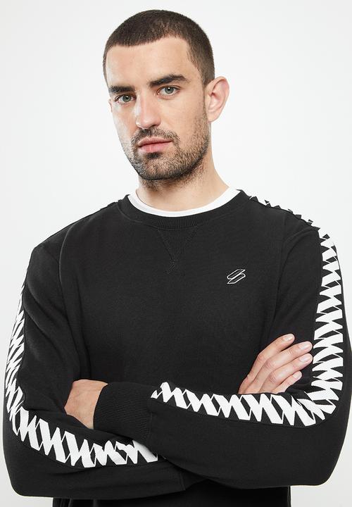 Superdry. - Superdry code logo tape crew - black