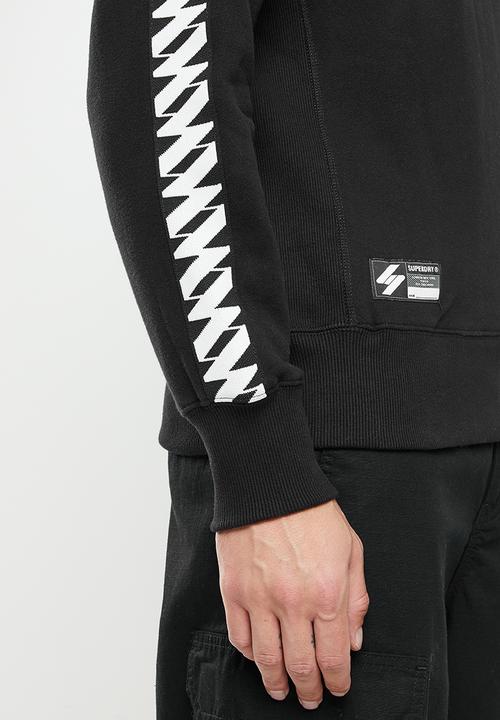 Superdry. - Superdry code logo tape crew - black