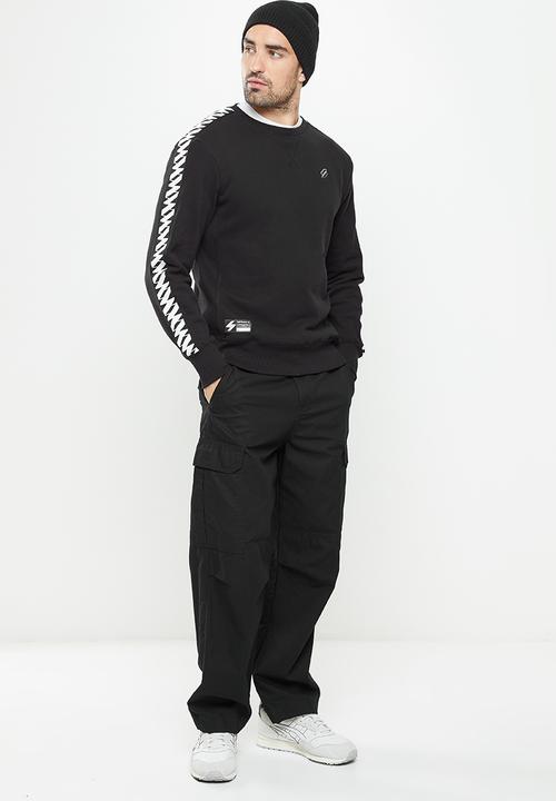 Superdry. - Superdry code logo tape crew - black