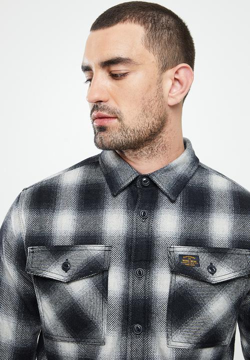Superdry. - Wool miller overshirt - black onyx check