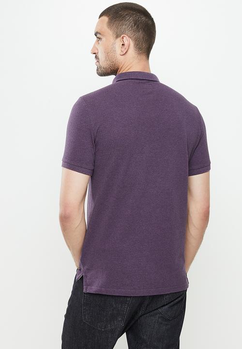 Superdry. - Classic short sleeve polo - vintage smoke purple marle