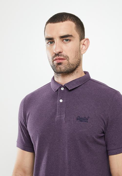 Superdry. - Classic short sleeve polo - vintage smoke purple marle