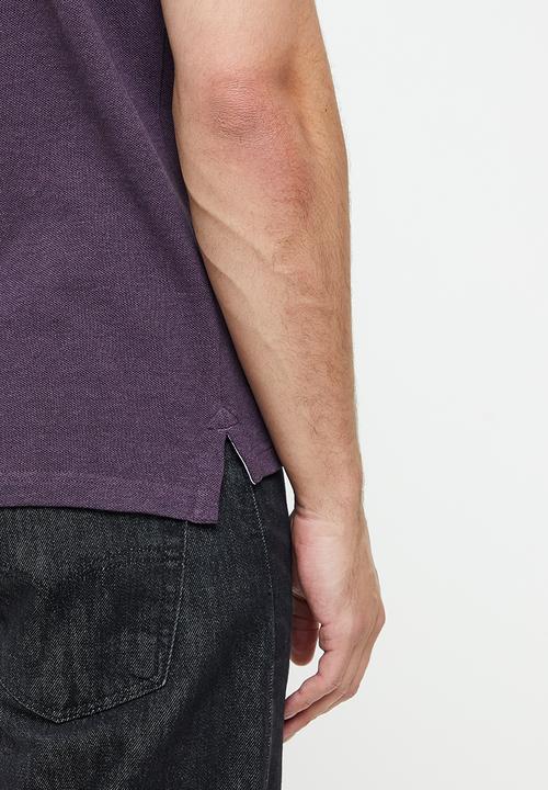 Superdry. - Classic short sleeve polo - vintage smoke purple marle