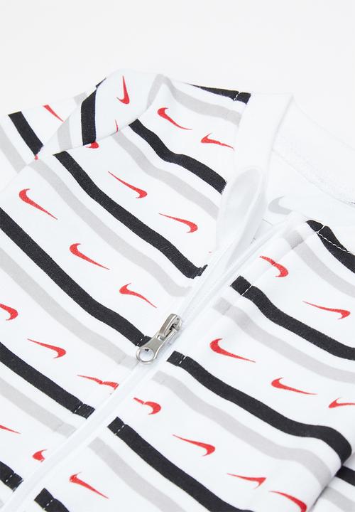 Nike - Swoosh stripe footed coverall - white & black