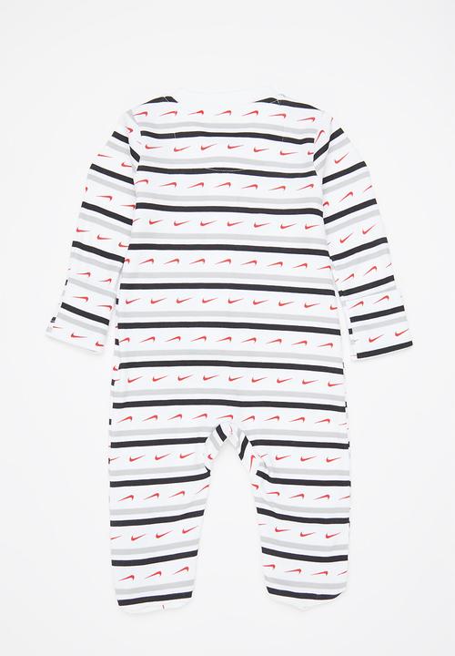 Nike - Swoosh stripe footed coverall - white & black