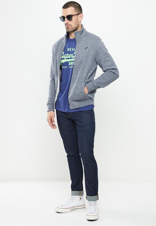 Superdry. - Vintage logo  zip track - tois blue grit