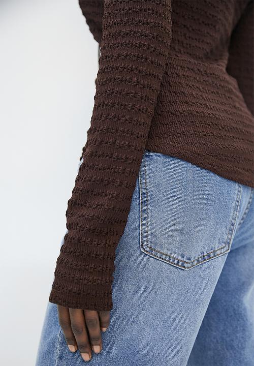 Superbalist - Texture button down shirt - chocolate