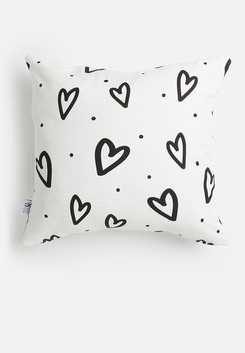 Sixth Floor - Heartspace cushion cover - white & black
