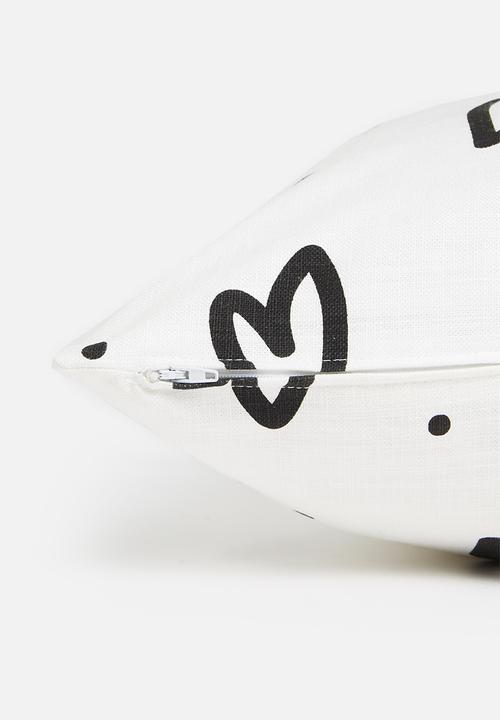Sixth Floor - Heartspace cushion cover - white & black