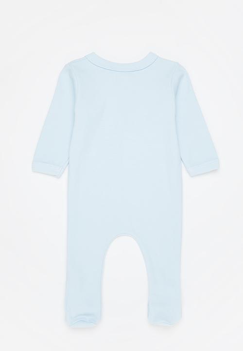 Little Lumps - Peeping bunnies zip babygro - blue