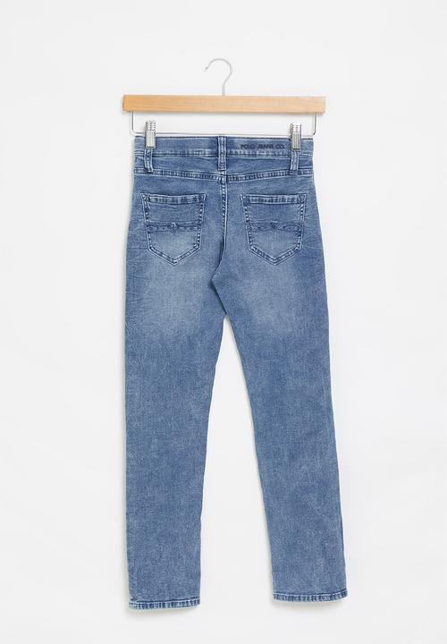 POLO - Boys pjc distressed slim fit jean - medium wash