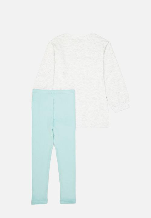 Superbalist Kids - Long length sweat top and legging set - milk & aqua