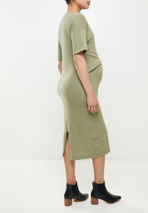 edit Maternity - Maternity knot front column dress - fatigue